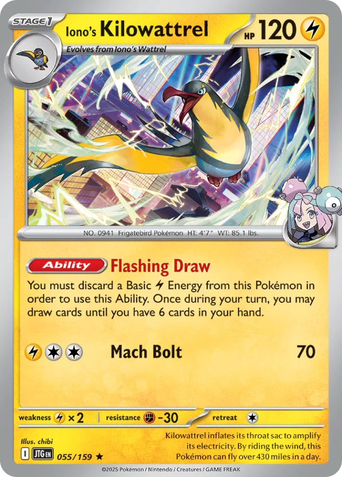 Iono's Kilowattrel #55 Journey Together Pokemon card
