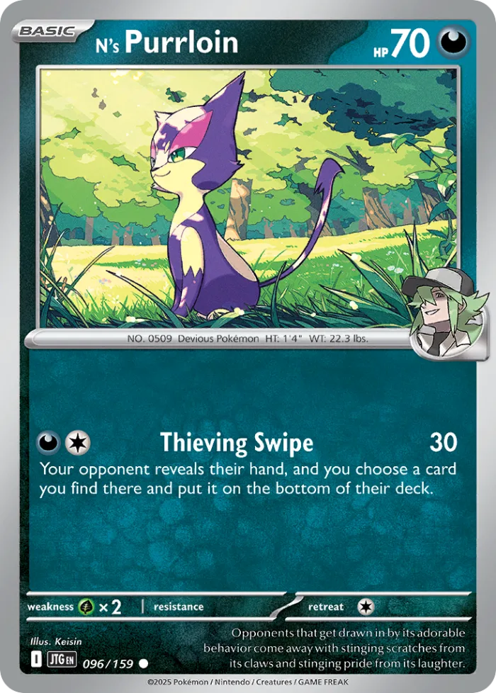 N's Purrloin #96 Journey Together Pokemon card
