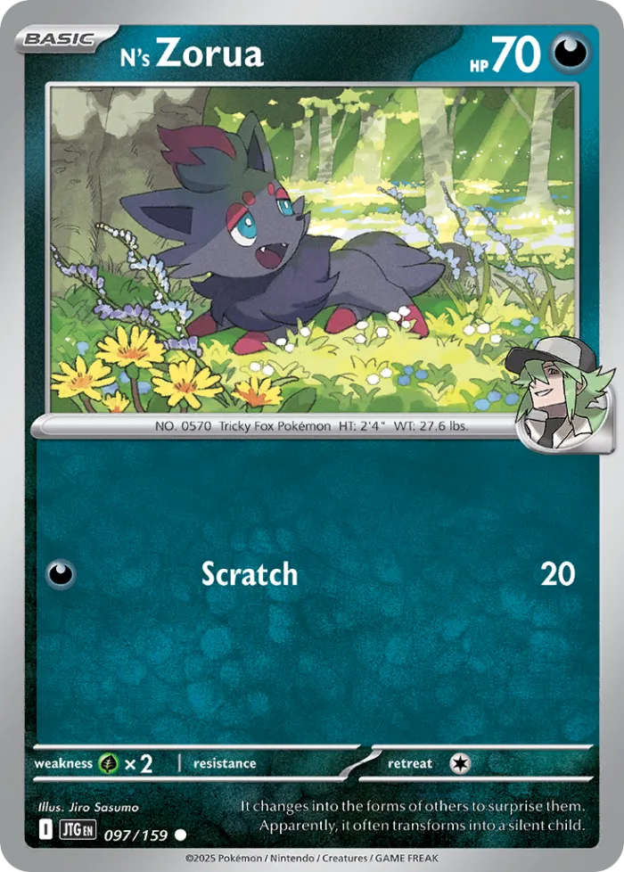 N's Zorua #97 Journey Together Pokemon card