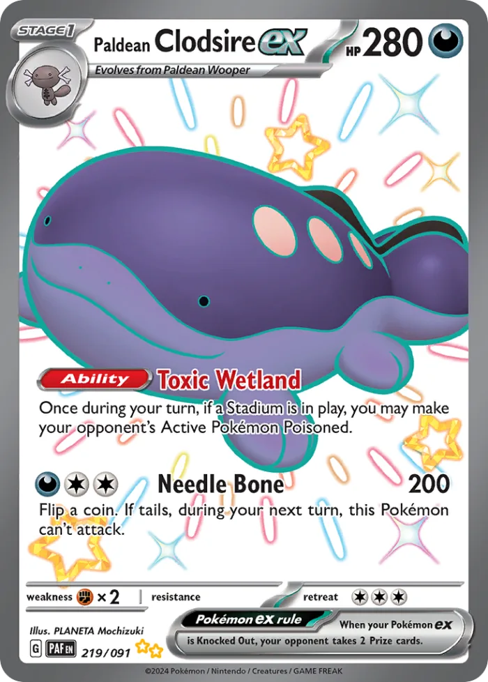 Paldean Clodsire ex #219 Paldean Fates Pokemon card