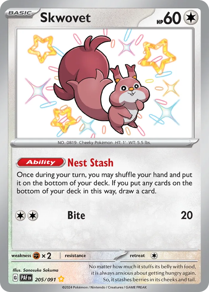Skwovet #205 Paldean Fates Pokemon card