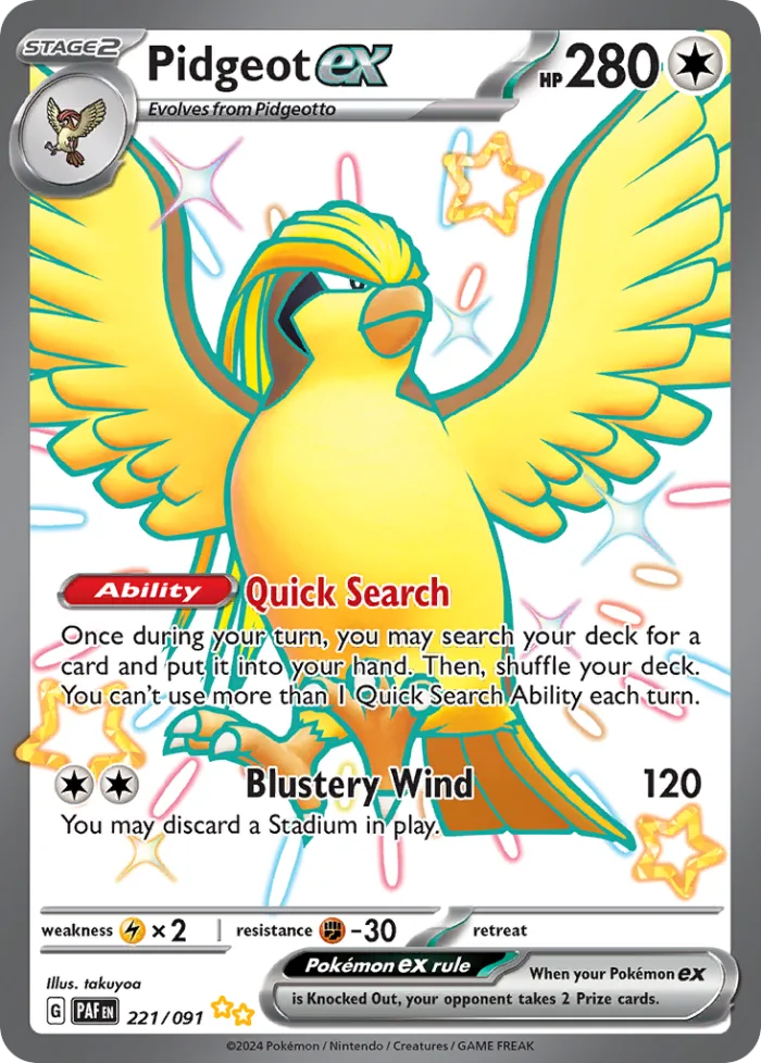 Pidgeot ex #221 Paldean Fates Pokemon card