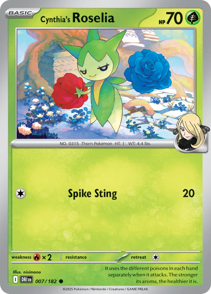Cynthia's Roselia #7 Destined Rivals Pokemon card