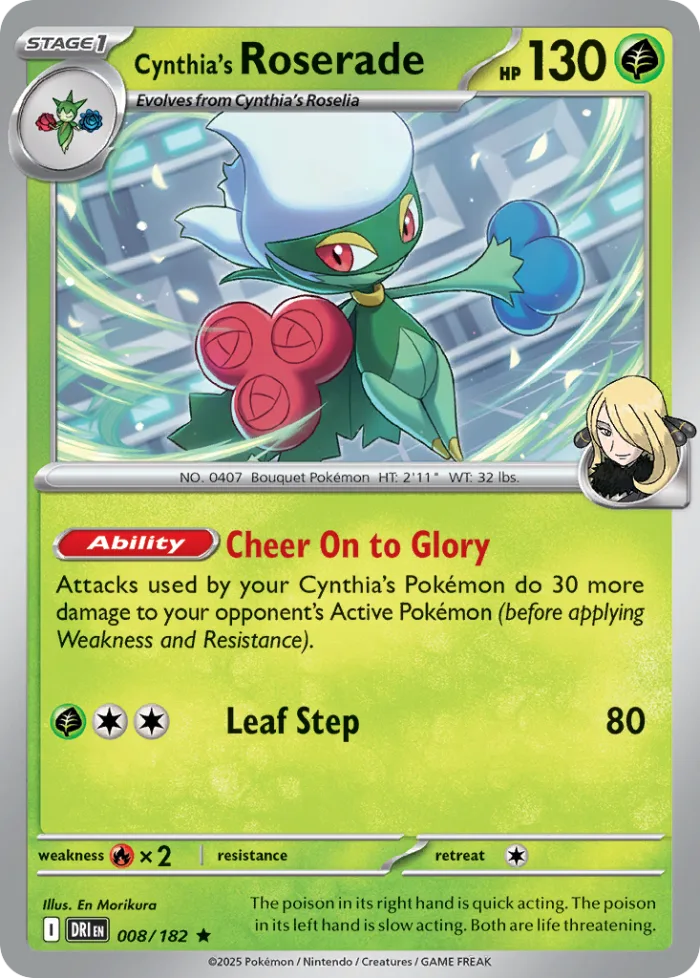 Cynthia's Roserade #8 Destined Rivals Pokemon card