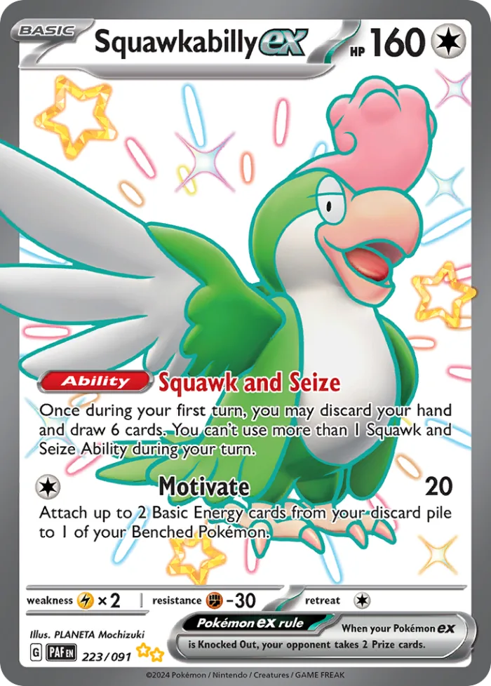 Squawkabilly ex #223 Paldean Fates Pokemon card