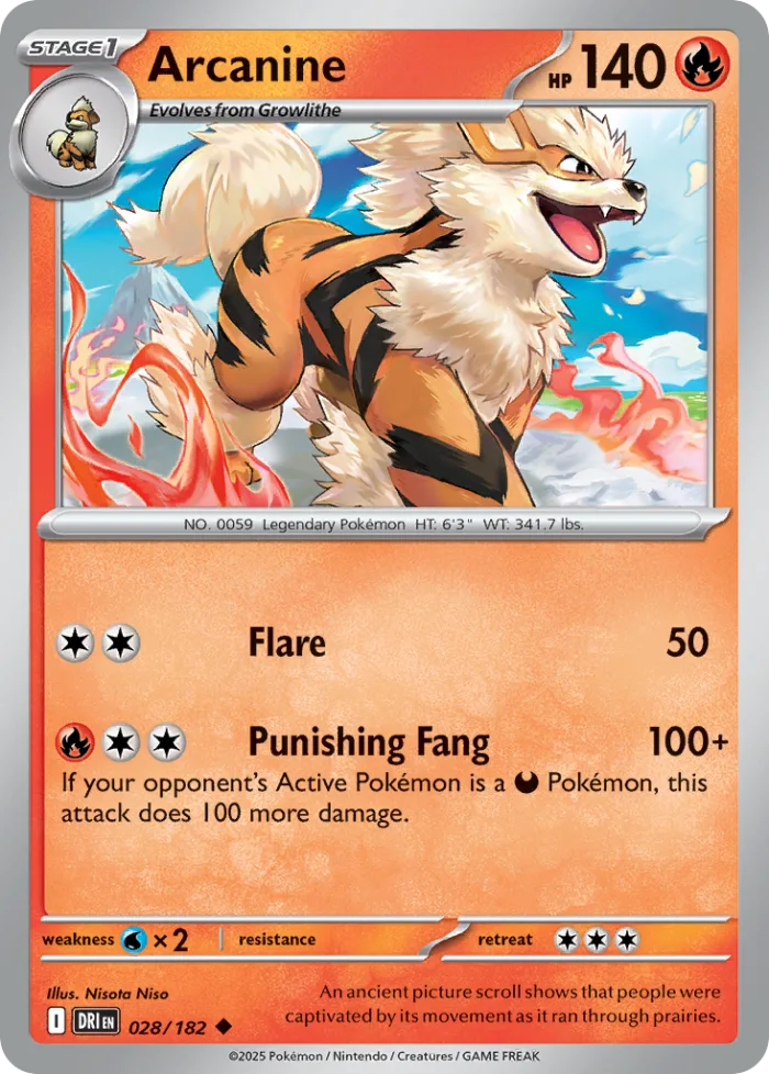 Arcanine #28 Destined Rivals Pokemon card