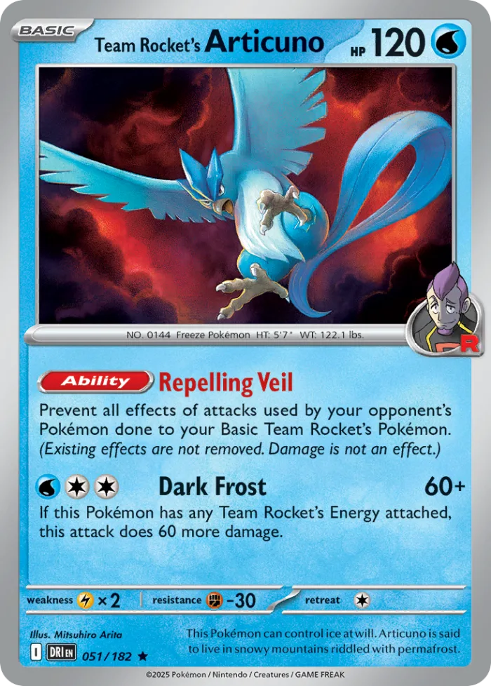 Team Rocket's Articuno #51 Destined Rivals Pokemon card