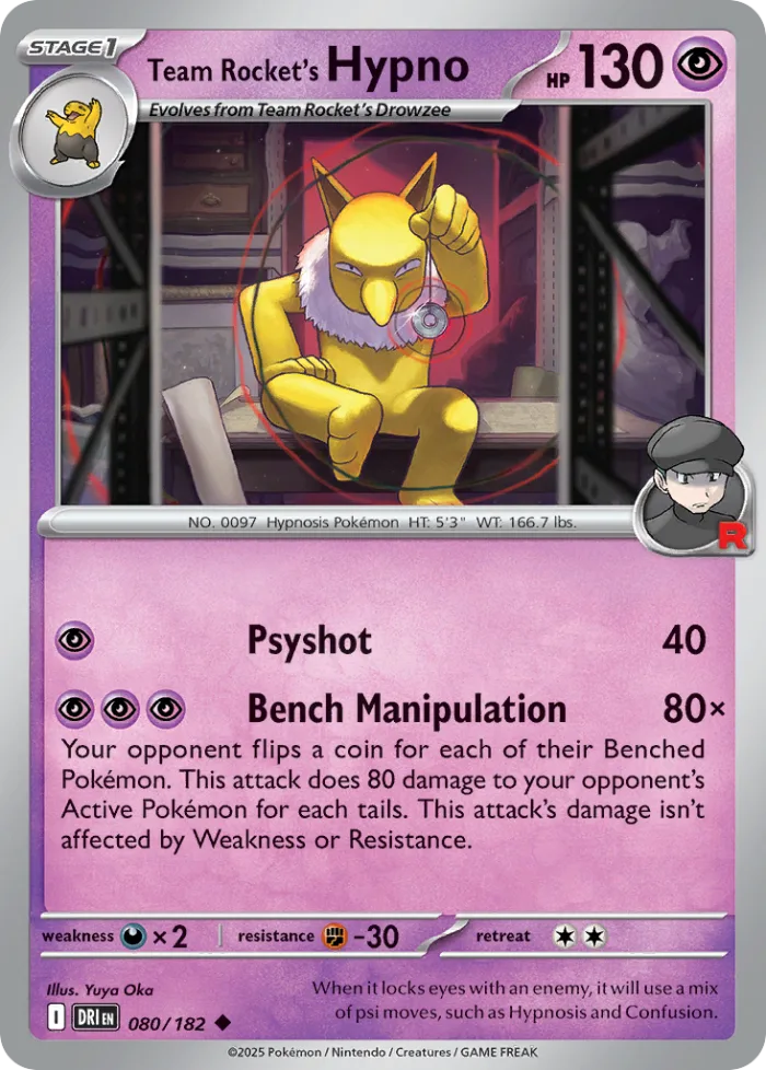 Team Rocket's Hypno #80 Destined Rivals Pokemon card