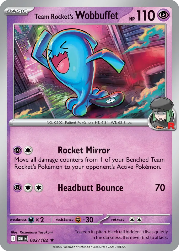 Team Rocket's Wobbuffet #82 Destined Rivals Pokemon card