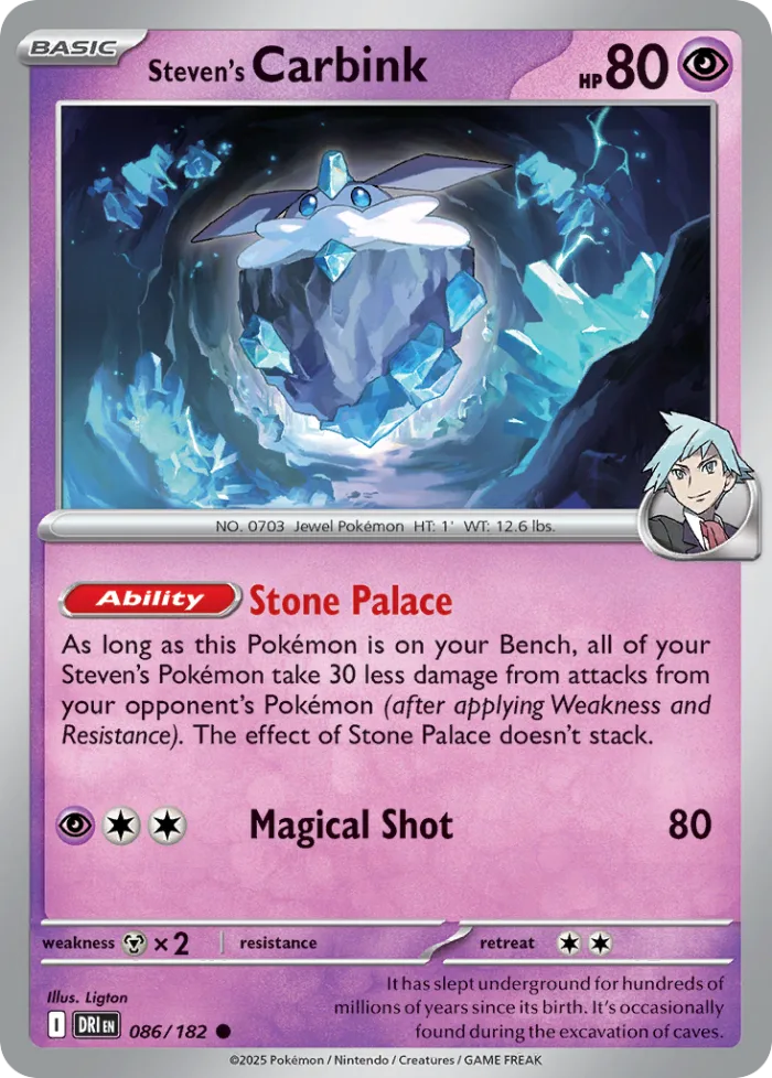 Steven's Carbink #86 Destined Rivals Pokemon card