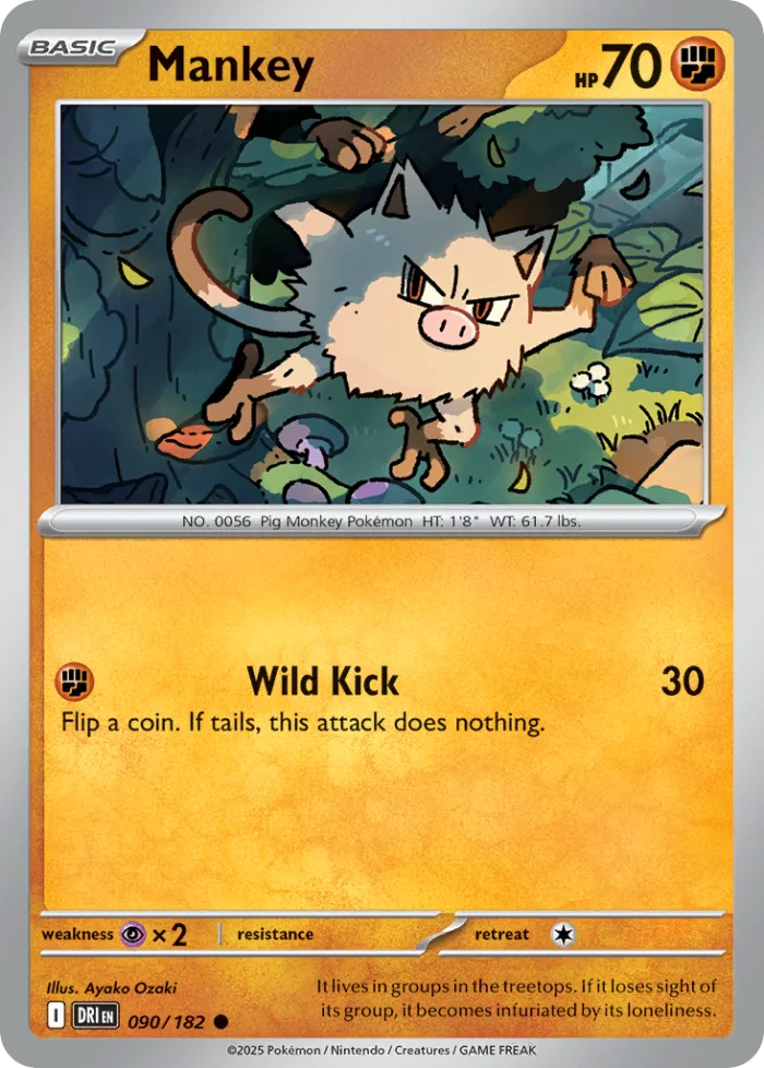 Mankey #90 Destined Rivals Pokemon card