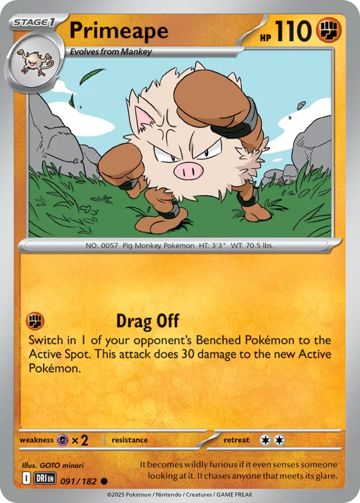Primeape #91 Destined Rivals Pokemon card