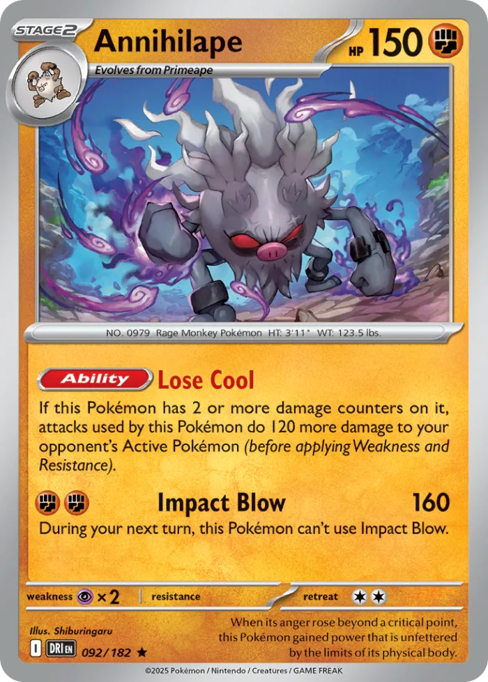 Annihilape #92 Destined Rivals Pokemon card