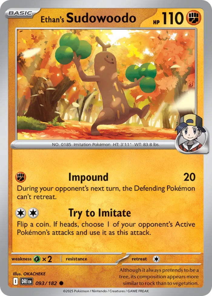 Ethan's Sudowoodo #93 Destined Rivals Pokemon card