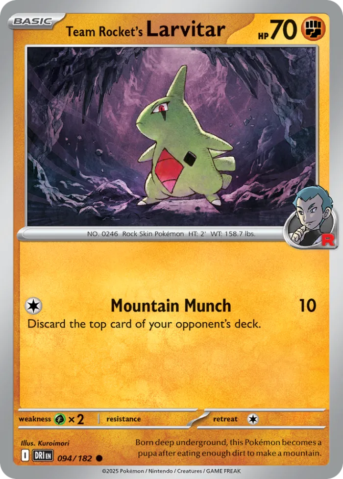 Team Rocket's Larvitar #94 Destined Rivals Pokemon card