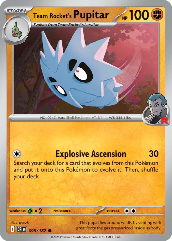 Team Rocket's Pupitar #95 Destined Rivals Pokemon card