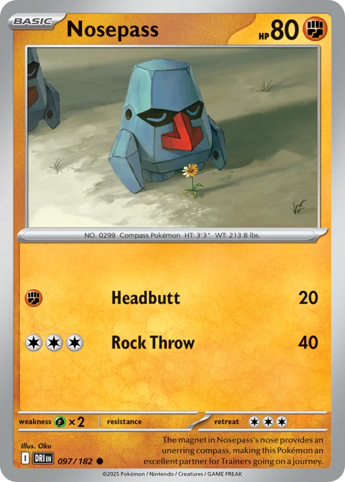 Nosepass #97 Destined Rivals Pokemon card