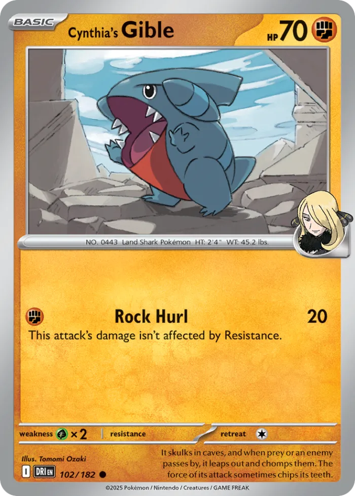 Cynthia's Gible #102 Destined Rivals Pokemon card