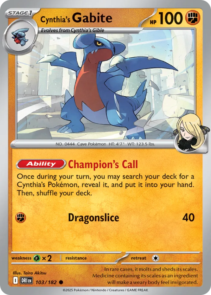 Cynthia's Gabite #103 Destined Rivals Pokemon card