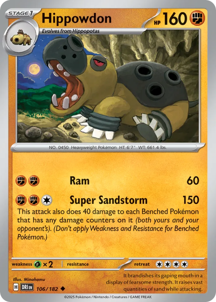 Hippowdon #106 Destined Rivals Pokemon card