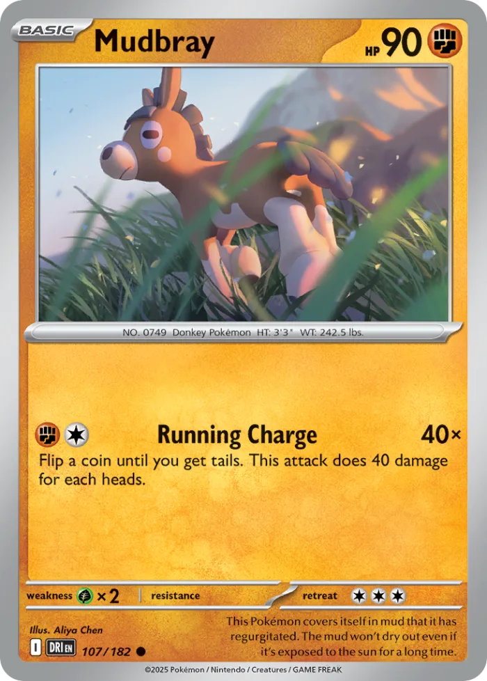 Mudbray #107 Destined Rivals Pokemon card