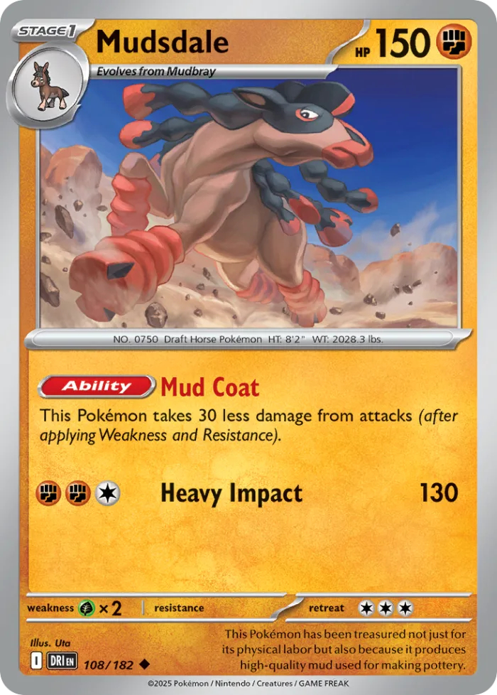 Mudsdale #108 Destined Rivals Pokemon card
