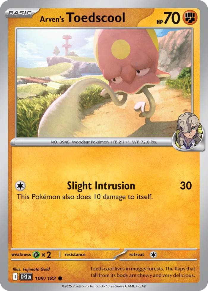 Arven's Toedscool #109 Destined Rivals Pokemon card