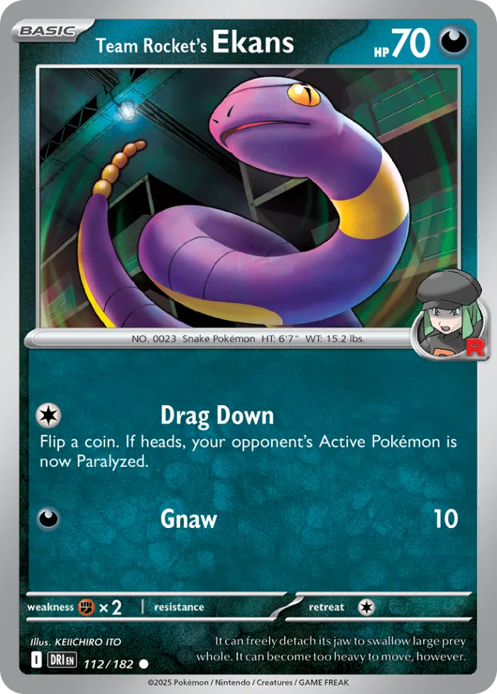 Team Rocket's Ekans #112 Destined Rivals Pokemon card