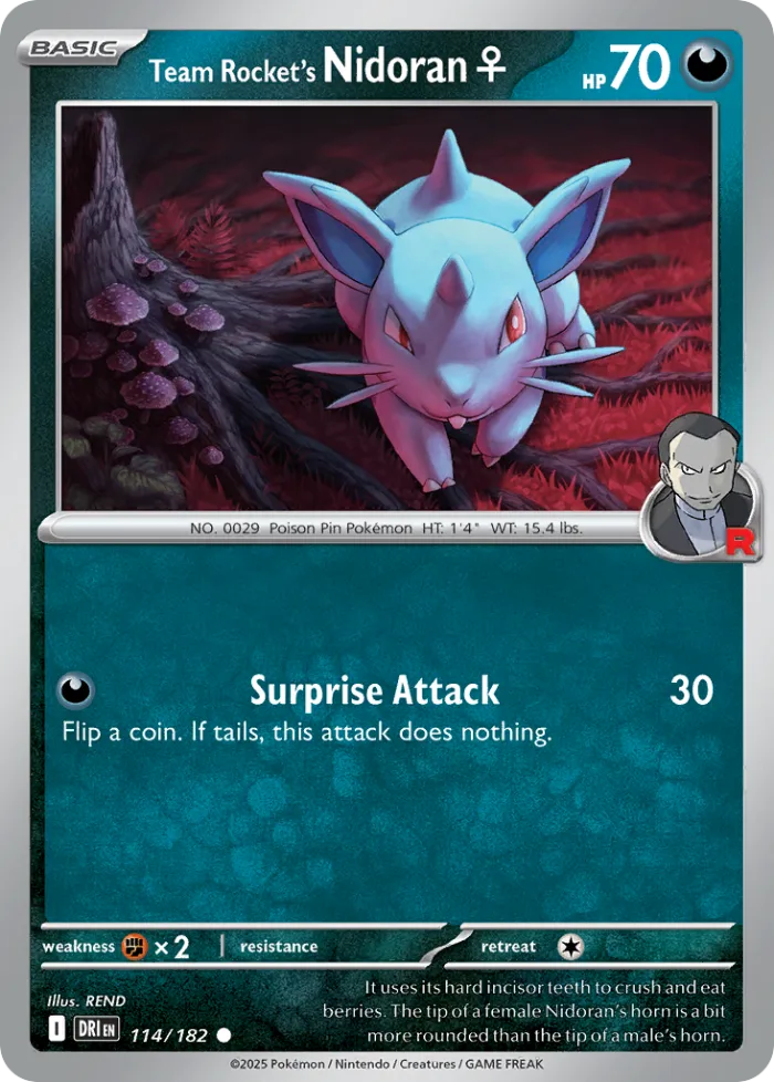 Team Rocket's Nidoran♀ #114 Destined Rivals Pokemon card