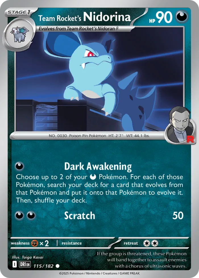 Team Rocket's Nidorina #115 Destined Rivals Pokemon card
