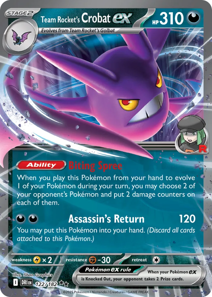 Team Rocket's Crobat ex #122 Destined Rivals Pokemon card
