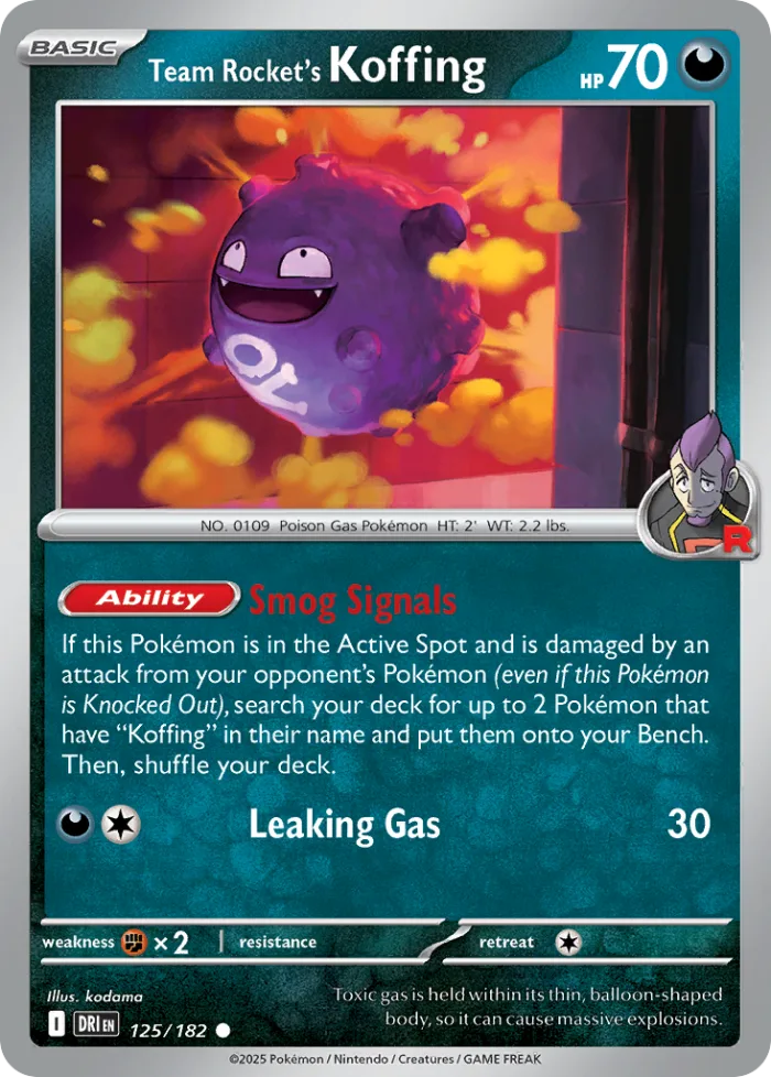 Team Rocket's Koffing #125 Destined Rivals Pokemon card