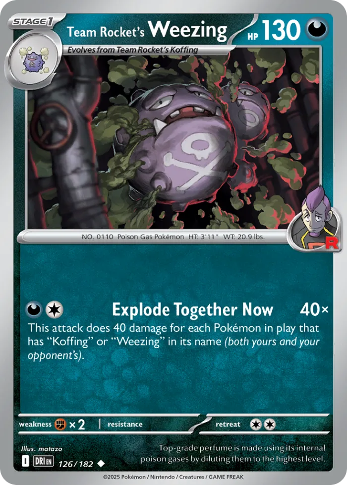 Team Rocket's Weezing #126 Destined Rivals Pokemon card