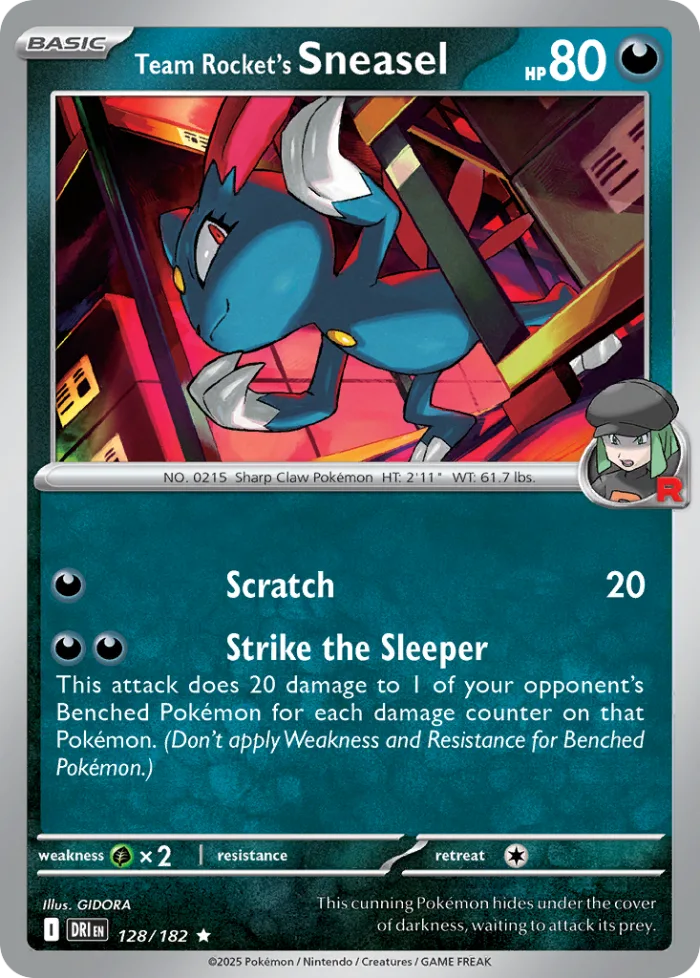 Team Rocket's Sneasel #128 Destined Rivals Pokemon card