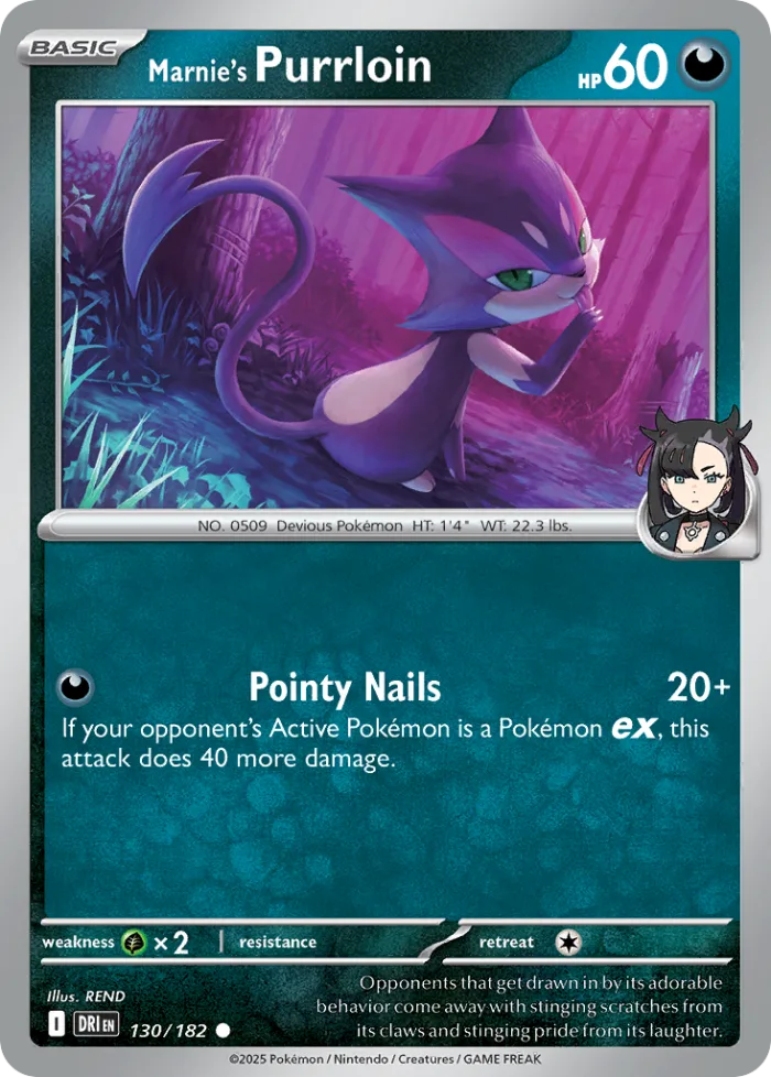 Marnie's Purrloin #130 Destined Rivals Pokemon card