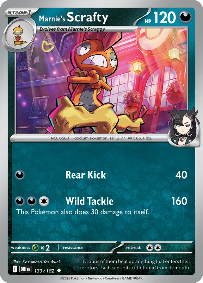 Marnie's Scrafty #133 Destined Rivals Pokemon card