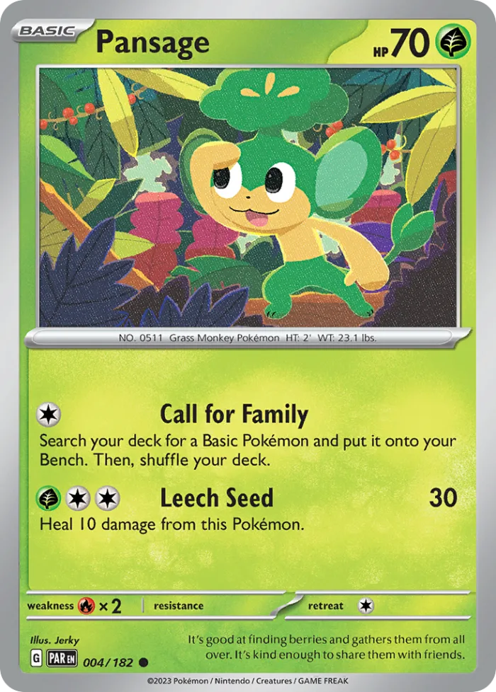 Pansage #4 Paradox Rift Pokemon card