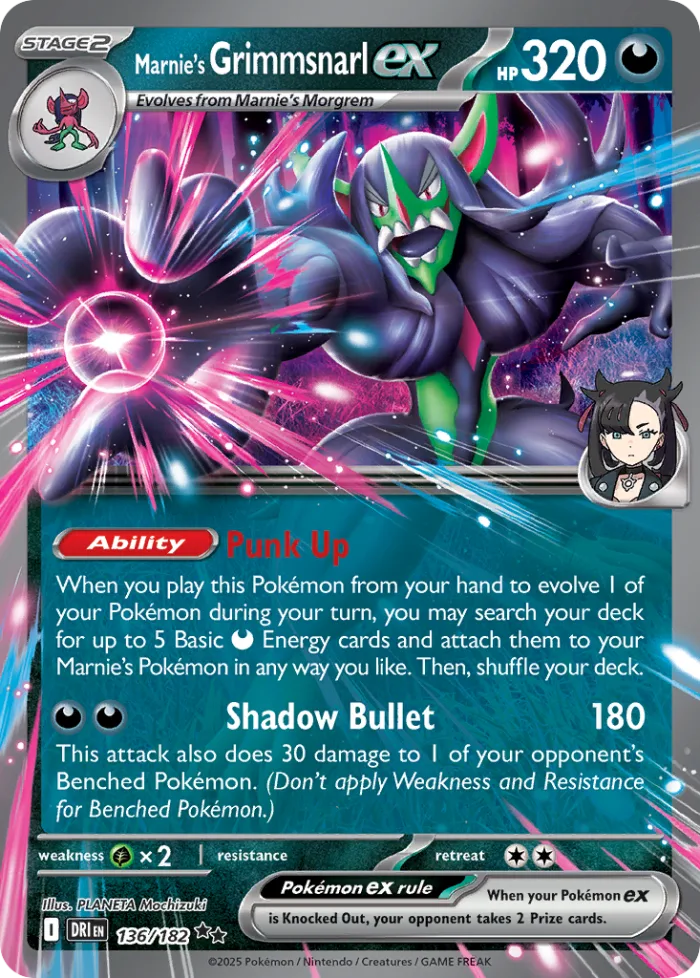 Marnie's Grimmsnarl ex #136 Destined Rivals Pokemon card