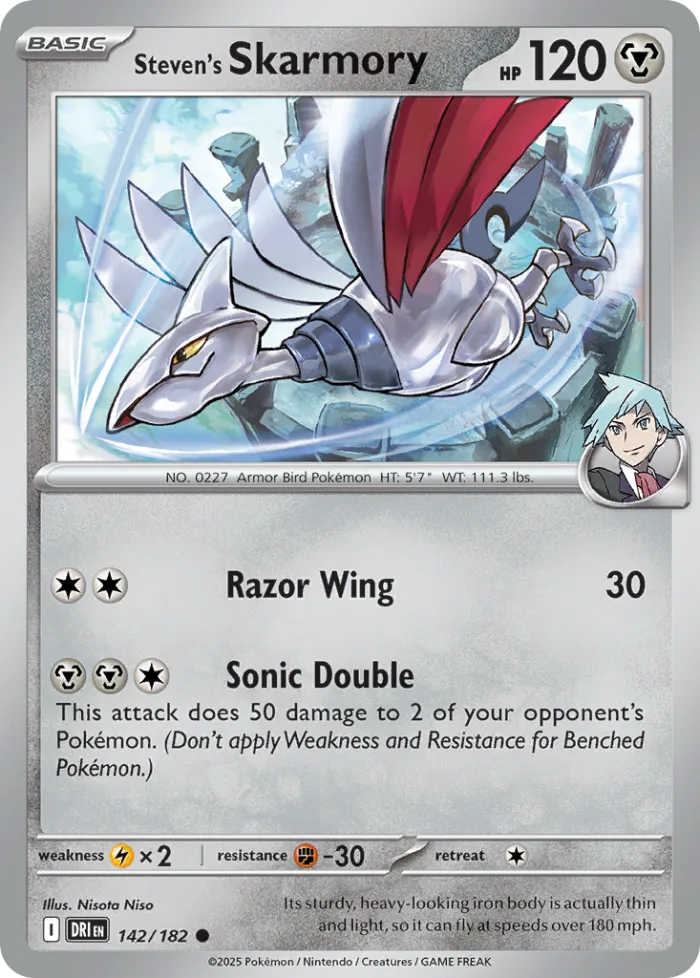 Steven's Skarmory #142 Destined Rivals Pokemon card