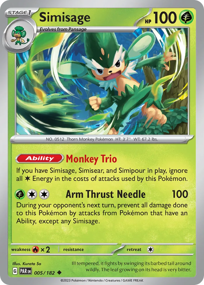 Simisage #5 Paradox Rift Pokemon card