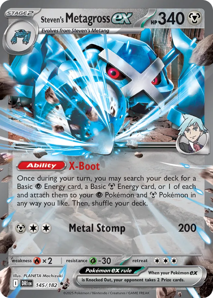Steven's Metagross ex #145 Destined Rivals Pokemon card
