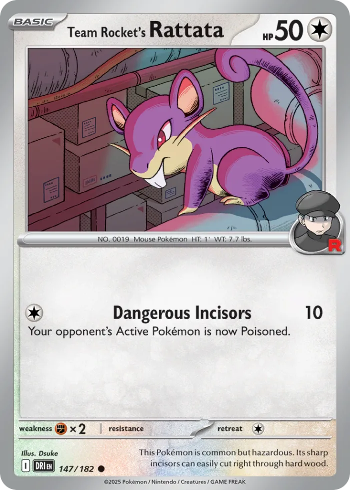 Team Rocket's Rattata #147 Destined Rivals Pokemon card