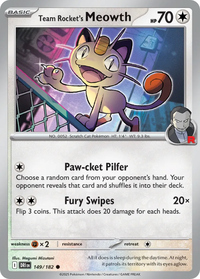 Team Rocket's Meowth #149 Destined Rivals Pokemon card