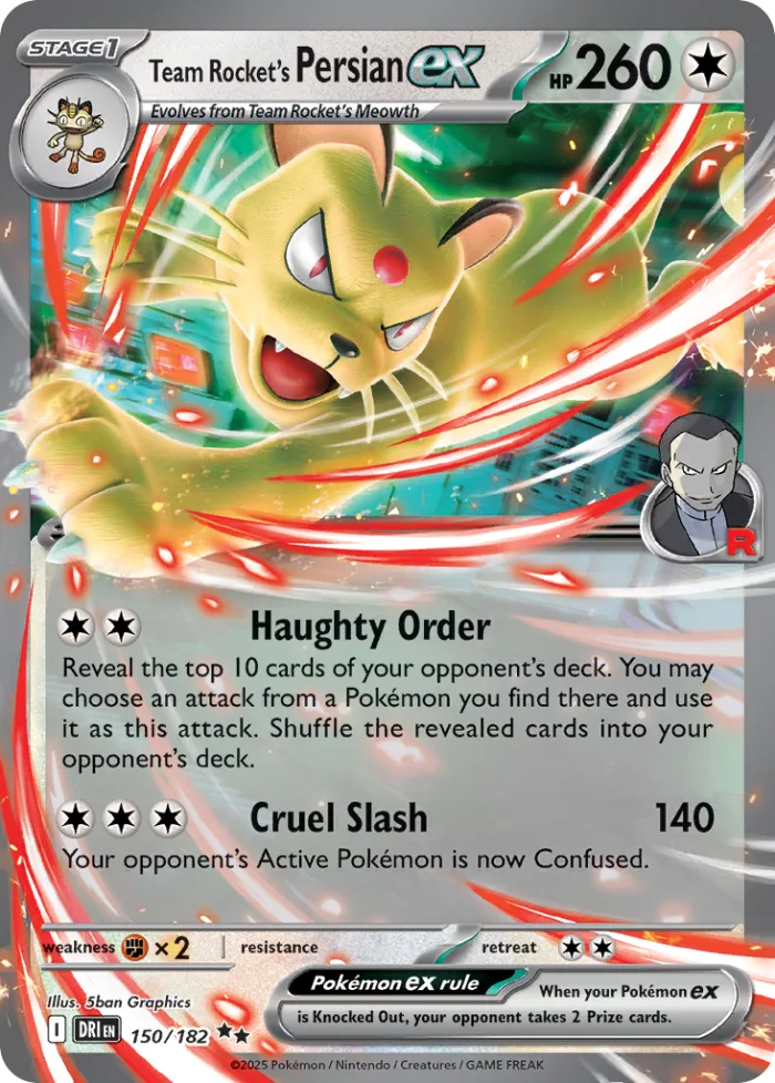 Team Rocket's Persian ex #150 Destined Rivals Pokemon card