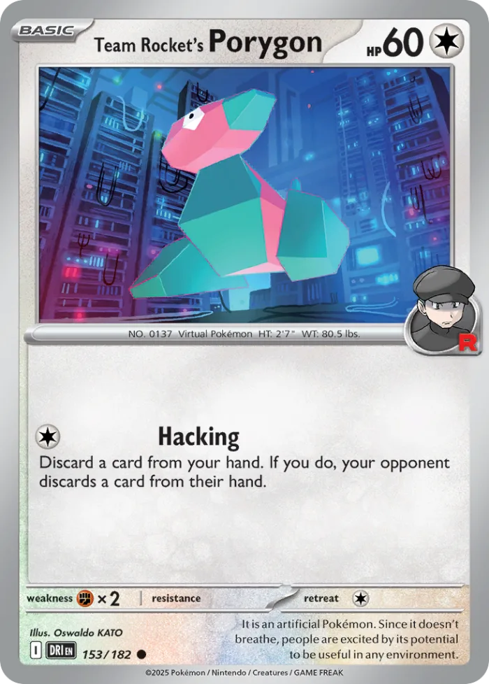 Team Rocket's Porygon #153 Destined Rivals Pokemon card