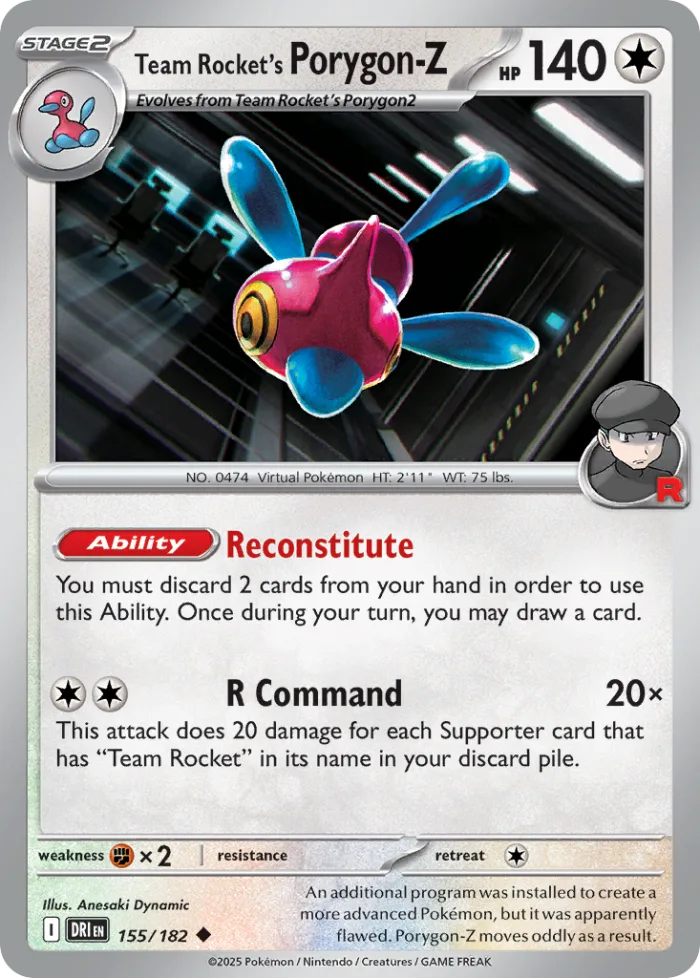 Team Rocket's Porygon-Z #155 Destined Rivals Pokemon card