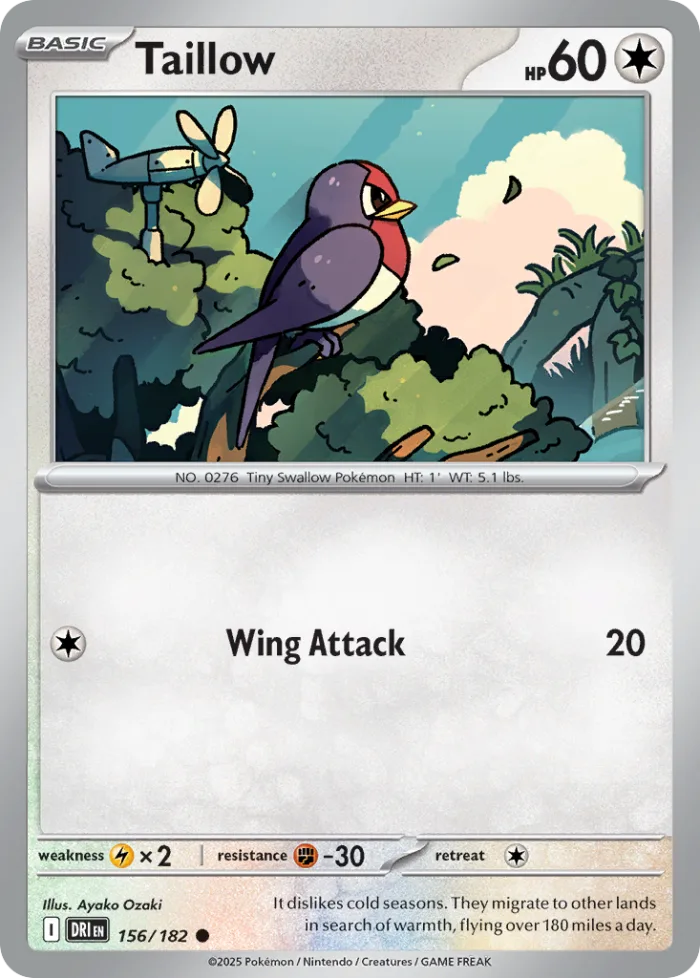 Taillow #156 Destined Rivals Pokemon card