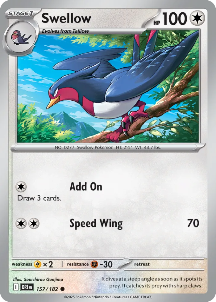 Swellow #157 Destined Rivals Pokemon card