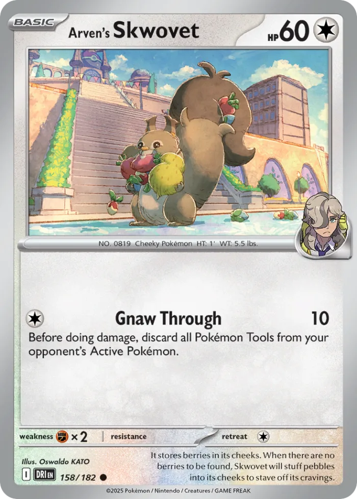 Arven's Skwovet #158 Destined Rivals Pokemon card