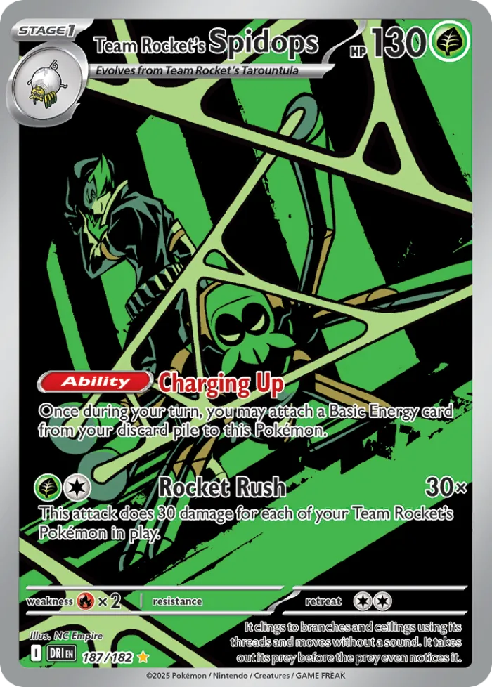 Team Rocket's Spidops #187 Destined Rivals Pokemon card